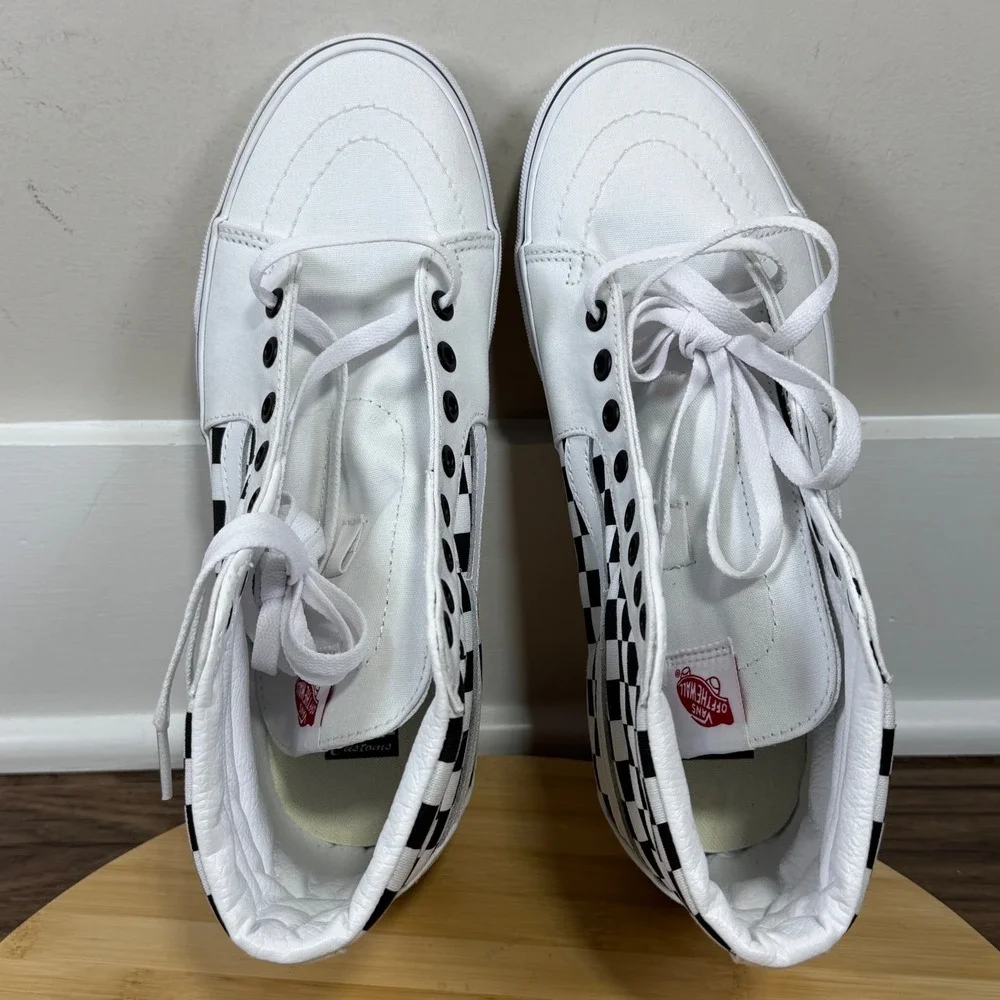 Vans Sk8-Hi Sneakers Unisex M8.5 W10 White Black Checkerboard Emo Punk Urban